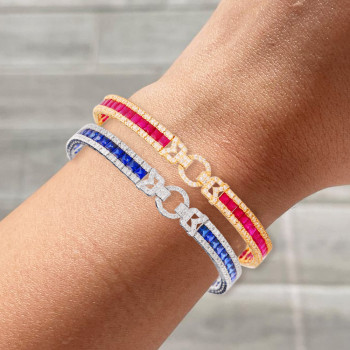 11ctw Princess Cut Blue Sapphire/Ruby Tennis Bracelet