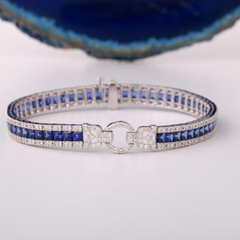 11ctw Princess Cut Blue Sapphire/Ruby Tennis Bracelet