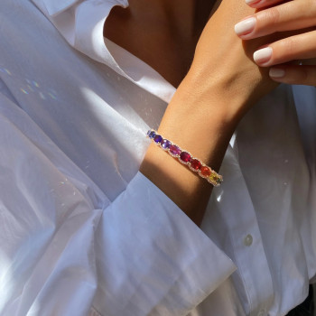 13ctw Oval Cut Multicolor Sapphire Rainbow Bangle