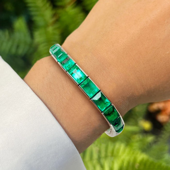 27ctw Emerald Vintage Curving Tennis Bracelet