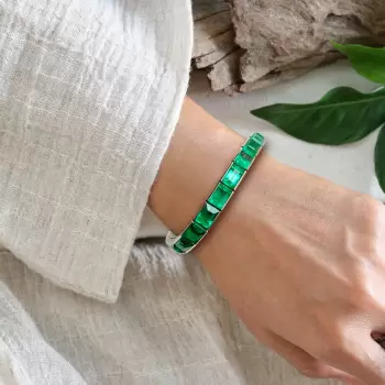 27ctw Emerald Vintage Curving Tennis Bracelet