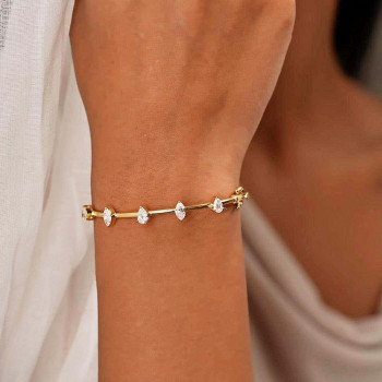 2ctw Pear and Marquise Cut Gold Tone Simple Bangle