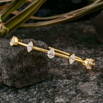 2ctw Pear and Marquise Cut Gold Tone Simple Bangle