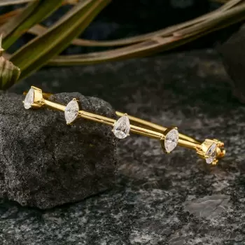 2ctw Pear and Marquise Cut Gold Tone Simple Bangle