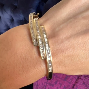 3ctw Baguette Cut Vintage Bypass Bangle