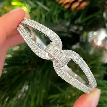 12ctw Baguette Cut White Sapphire Infinity Knot Bangle