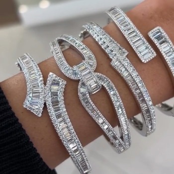 12ctw Baguette Cut White Sapphire Infinity Knot Bangle