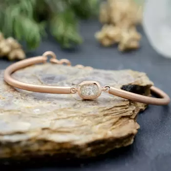 Multi-cut White Sapphire Matte Dainty Modern Bangle Bracelet