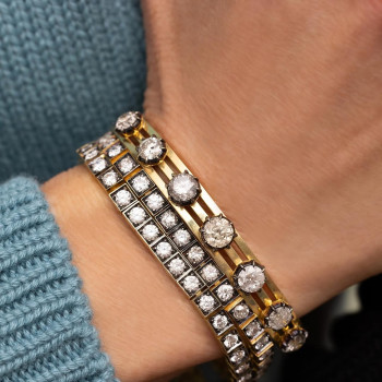 8ctw Round Cut Two Tone Modern Vintage Inspired Bangle