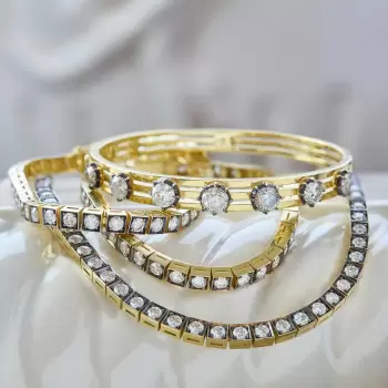 8ctw Round Cut Two Tone Modern Vintage Inspired Bangle