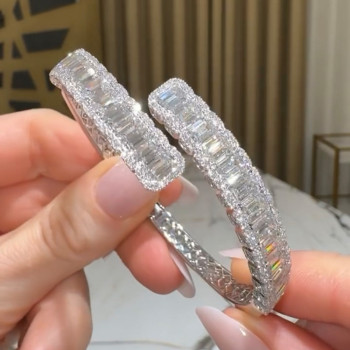 11ctw Emerald Cut White Sapphire Bypass Bangle