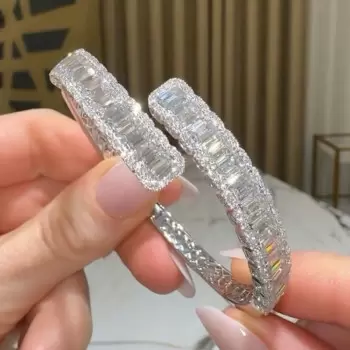 11ctw Emerald Cut White Sapphire Bypass Bangle