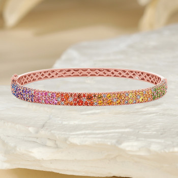 6ctw Round Cut Multicolor Sapphire Paved Rainbow Bangle