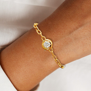 2.7ct Round Cut Pendant Link Chain Bracelet