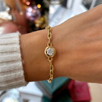 2.7ct Round Cut Pendant Link Chain Bracelet