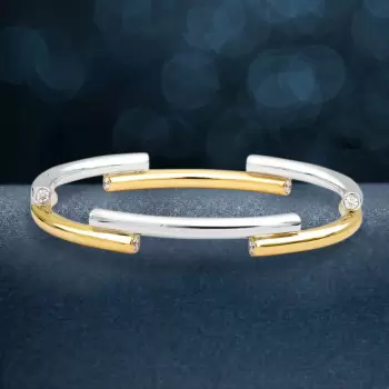 Bezel Set White Sapphire Modern Simple Bangle