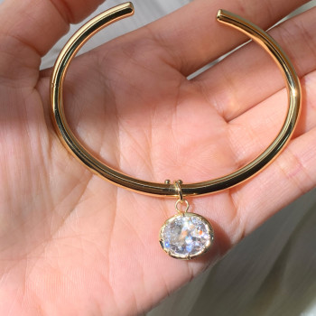 5ct Oval Cut White Sapphire Dangle Simple Bangle