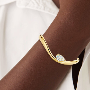 3ct Pear Cut White Sapphire Modern Simple Bangle