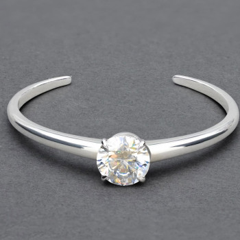7ct Round Cut White Sapphire Modern Simple Cuff Bangle