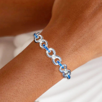 6ctw Baguette Cut Blue Sapphire Infinity Bracelet
