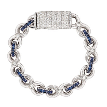 6ctw Baguette Cut Blue Sapphire Infinity Bracelet