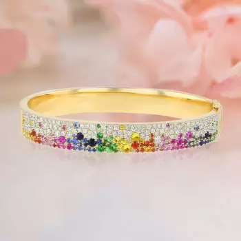 6ctw Scattered Paved Multicolor Sapphire Rainbow Starry Bangle