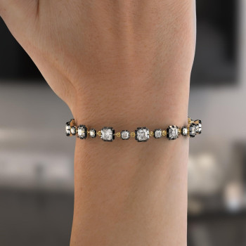 14ctw Asscher Cut Two Tone Vintage Tennis Bracelet