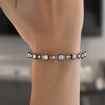 14ctw Asscher Cut Two Tone Vintage Tennis Bracelet