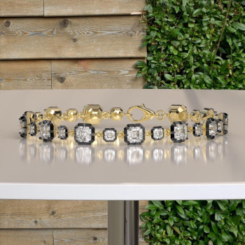 14ctw Asscher Cut Two Tone Vintage Tennis Bracelet