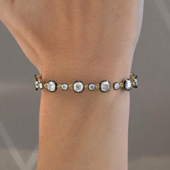 12ctw Cushion Cut Two Tone Vintage Tennis Bracelet