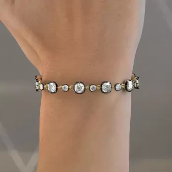 12ctw Cushion Cut Two Tone Vintage Tennis Bracelet