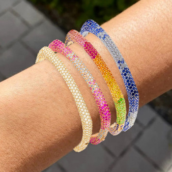 14ctw Multicolor Sapphrie Paved Square Bangle