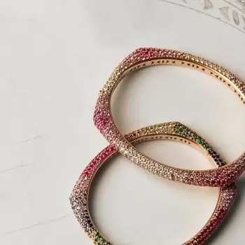 14ctw Multicolor Sapphrie Paved Square Bangle