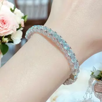 50ctw Round Cut Side-Paved Classic Bangle