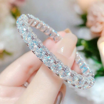 50ctw Round Cut Side-Paved Classic Bangle