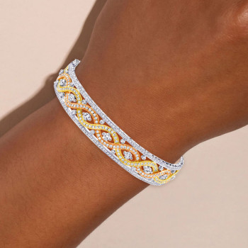 5ctw Intertwined Infinity Three Tone Statement Bangle
