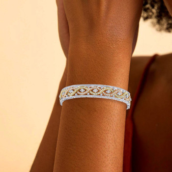 5ctw Intertwined Infinity Three Tone Statement Bangle