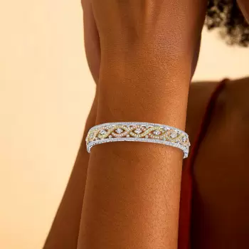 5ctw Intertwined Infinity Three Tone Statement Bangle