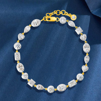 6ctw Multi-cut Georgian-set Two Tone Bracelet