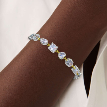 6ctw Multi-cut Georgian-set Two Tone Bracelet