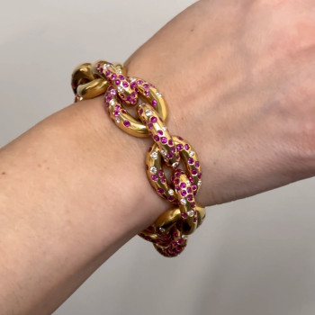 12ctw Flush Set Ruby/Blue Sapphire Link Bracelet