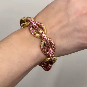 12ctw Flush Set Ruby/Blue Sapphire Link Bracelet