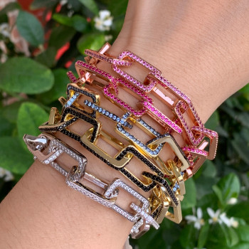 12ctw Multicolor Sapphire Paved Stackable Link Bracelet