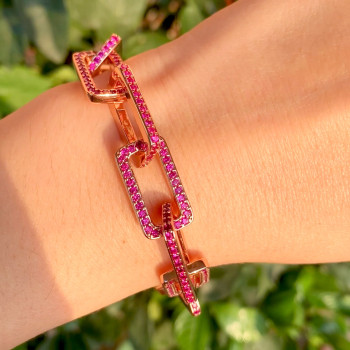 12ctw Multicolor Sapphire Paved Stackable Link Bracelet