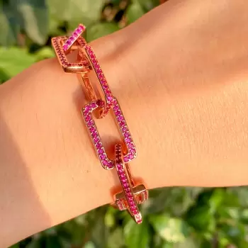 12ctw Multicolor Sapphire Paved Stackable Link Bracelet