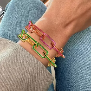 12ctw Multicolor Sapphire Paved Stackable Link Bracelet
