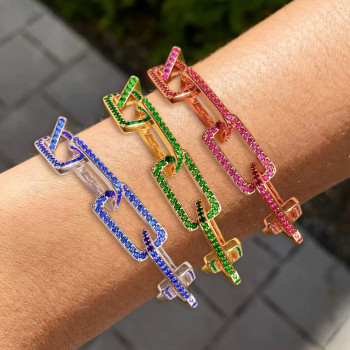 12ctw Multicolor Sapphire Paved Stackable Link Bracelet