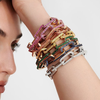 12ctw Multicolor Sapphire Paved Stackable Link Bracelet