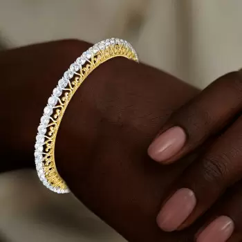 22ctw Round Cut Two Tone Filigree Vintage Bangle