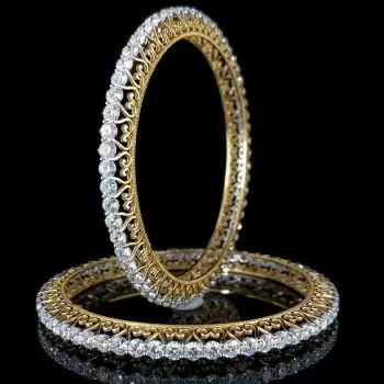 22ctw Round Cut Two Tone Filigree Vintage Bangle